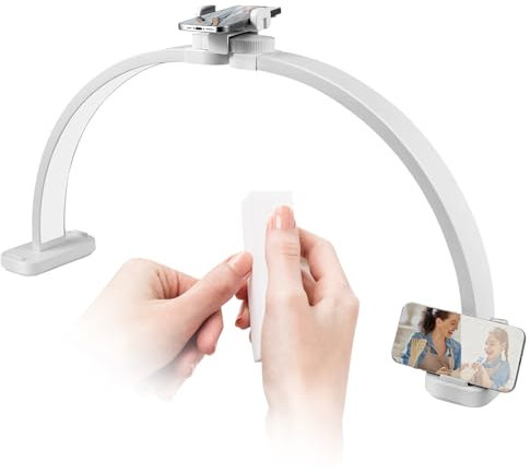 Foldable Half Moon Lamp for Nail Desk, 392 LEDs Led Nail Tech Desk Lamp 31inch, 3 Color Temperature Half Moon Light with Phone Holder, Esthetician Lash Light for Eyelash Extensions, Tattoo, Eyebrow