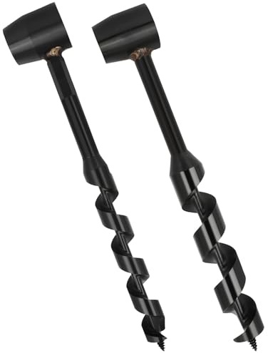Lot de 2 tarières manuelles en acier carbone 0,75 et 1 pour projets de camping et de travail du bois, longueur 10,2, outils de survie d'urgence