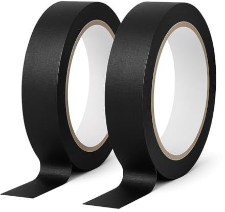 Yuexitech Malerkreppband Schwarz 2 Rollen 20mm x 50m, Abklebeband für Malerarbeiten, rückstandsfrei abziehbar, hitzebeständig, UV-beständig, für Innen & Außen, Lackieren, Auto Renovierung & DIY