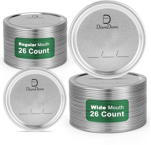 DevnDevn 52 pcs Canning Lids, Regular & Wide Mouth Mason Jar Lids Set, Canning Jar Lids for Ball & Kerr, Redefining Leak-Proof with Perfect Airtight Seal, Compatible with Electric Vacuum Sealers