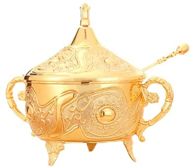 RUHEN Sucrier doré avec Couvercle, Style Vintage Turc, pour Bonbons