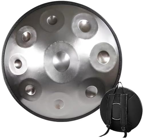 Handpan Drum, 56 Cm 10 Note 440 Hz Steel Tongue Drum In D-Moll Steel Pan Schlaginstrument Für Yoga-Meditation, Klangheilung Schlagzeug Sticks Und Trommel Tragetasche(Gray)