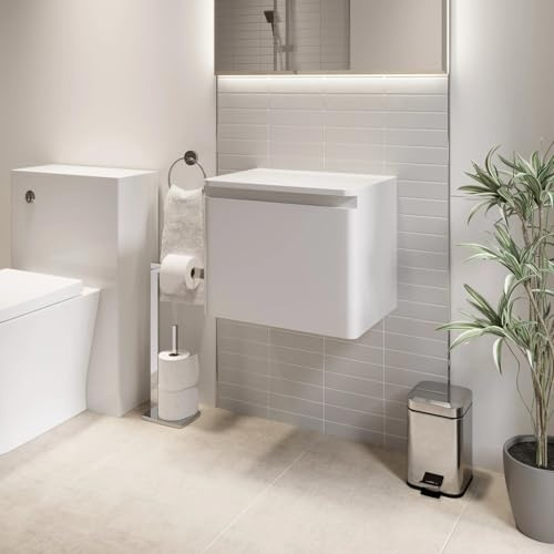 Affine® Forma 500mm Bathroom Vanity Unit Wall Mounted Storage Cabinet Cupboard Furniture Cloakroom, Soft Close Drawer, White Gloss, No Basin
