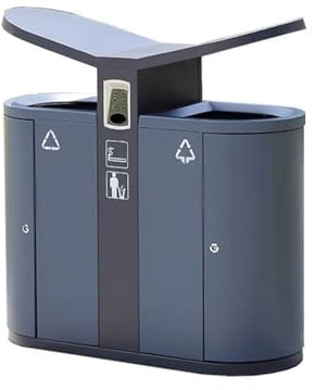 RYUQW3RE Cubo de basura para exterior con tapa Contenedor de basura doble for exteriores, de acero galvanizado.
