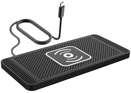Caricabatteria Da Auto senza Fili, Caricabatterie Rapido 15 W, Caricabatterie Per Telefono Per Auto Sottile con Interfaccia USB E Tipo-c, Supporto Per Telefono Compatibile Qi, Tappetino Di Ricarica