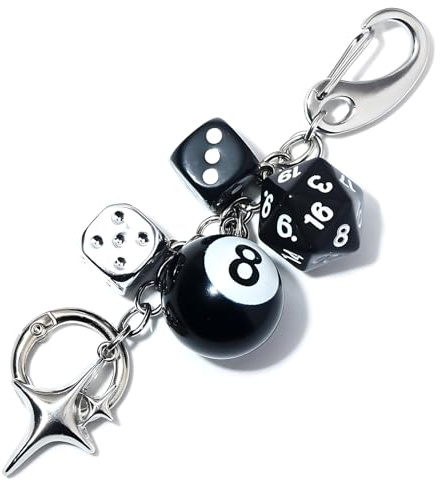 YAOYYG 8 Ball Porte - Clés avec Dés – Accessoire Y2K Aesthetic pour Sac | 8 Balle Billard Snooker pour Femmes Hommes Amateurs Billard Cadeaux Y2K Esthétiques, Porte-Clés Esthétique