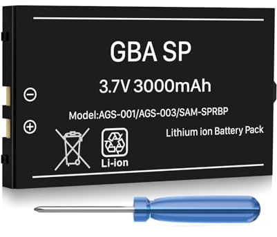 Batteria per Gameboy Advance SP (GBA SP), 3000 mAh, ad alta capacità, per Nintendo Gameboy Advance SP AGS-001, AGS-003, AGS-101, SAM-SPRBP Console