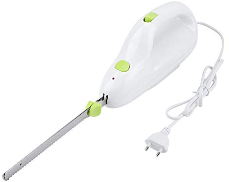 Fdit Cuchillo de Pan Eléctrico con Cuchillas Dobles de Acero Inoxidable, Cortador de Alimentos de 110 W para Jamón de Carne Congelada, Cortador de Pan de Hoja Extraíble para Uso