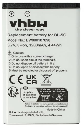 vhbw Akku Ersatz für RCB215 | für Handy Smartphone Telefon (1200 mAh, 3,7 V, Li-Ion)