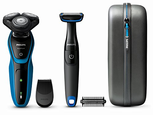 Philips AquaTouch - Rasierapparat (Rotorrasierer, Schwarz, Blau, LED, Batterie, Nickel-Metallhydrid (NiMH), Integriert)