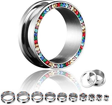 Treuheld Flesh Tunnel - Stahl - Kristall Regenbogen 28 mm