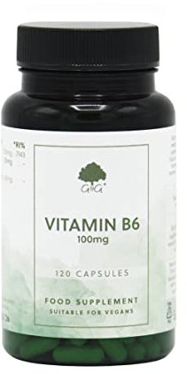 Vitamin B6 Pyridoxine HCl 100mg - 120 Vegan Capsules - Non-GMO, Made in The UK by G&G Vitamins