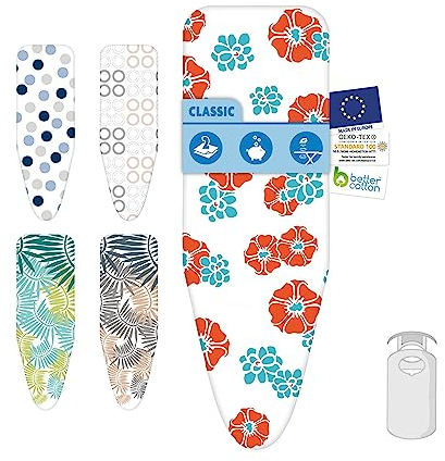 Laundryspecialist Bügeltischbezug Classic – 2-lagig und mit 3MM Schaumstoff ausgestattet – Größe XL für eine Breite von 42 bis 52 cm und eine Länge von 130 bis 138 cm – Universal-Bügelbezug
