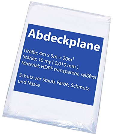 Abdeckfolie Malerplane Malerfolie 4x5m Schutzfolie 10my Profi 10 Stück 50m²