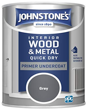 Johnstone's - Quick Dry Gloss Primer Undercoat - Grey - Water Based - Interior Wood & Metal - Fast Drying - Low Odour - Dry in 1-2 Hours - 13m2 Coverage per Litre - 0.75 L