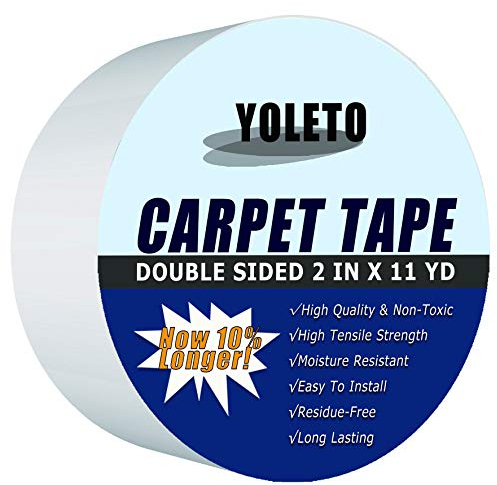 YOLETO Carpet Tape Double Sided - Solution for Securing Rugs, Tiles, Wood & More with Superior Adhesion, Residue-Free Removal, Anti-Slip Design & Versatile Use-50 mm x 10m