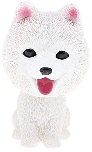 Backbayia Mini Wackelkopf Hund Figur Wackelkopffigur Wackelhund Dekoration für Haus Auto Büro (Samojeden)