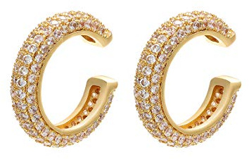 ANNBABIC Ear Cuffs for Women - CZ Paved Hoop Conch Cuff Earrings for Men - Sparkle Rhinestones Clip On Wrap Earrings Non Pierced