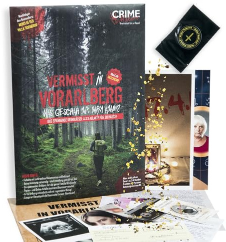 Crime Makers detektiv spel – Pusselbok Missar i Vorarlberg – Escape Room spel – spännande pussel spel – brädspel för vuxna och barn – brottsplats Krimi spel – misstag