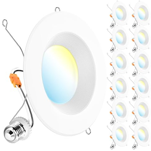 Sunco 12 Pack LED Recessed Lighting 6 Inch, Retrofit Can Lights, 965LM, 13W (100W Equivalent), Selectable CCT 2700K/3000K/3500K/4000K/5000K, Dimmable, Baffle Trim, Damp Rated UL