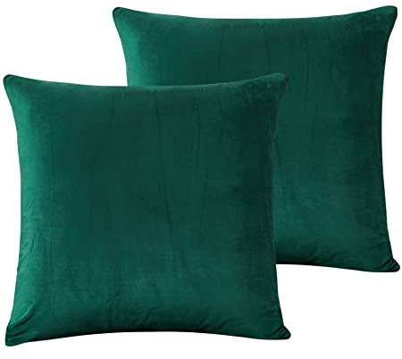 Damier 2er-Pack Kissenbezug 80x80cm Grün Dunkelgrün Winter Plüsch Kopfkissenbezug Flauschig und Weich Cashmere Touch Kissenhülle Doppelpack