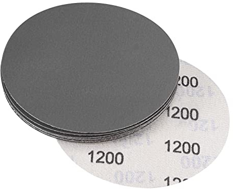 sourcing map Lot de 10 disques abrasifs de 12,7 cm grain 1200 avec crochet et boucle en carbure de silicium utilisable à sec et humide pour ponceuse orbitale