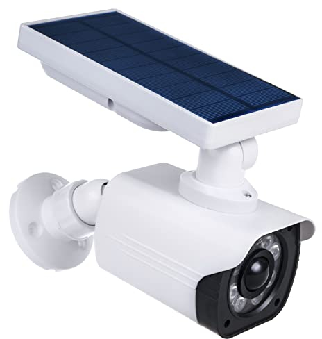 Maclean Dummy Camera with LED Light Surveillance Camera PIR Motion Detector Dummy Camera Solar Powered Suitable for Outdoor IP66 Waterproof