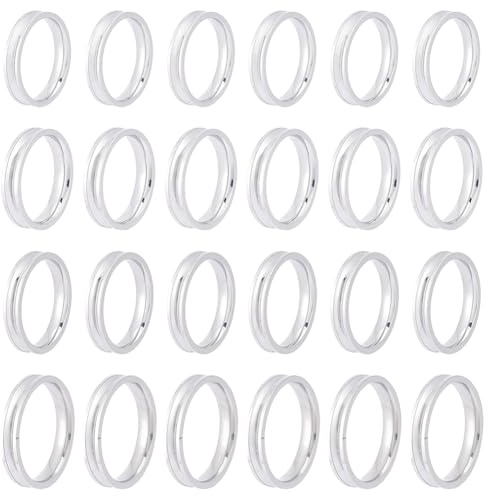UNICRAFTALE 8 Stück 4 Größen 304 Edelstahl Gerillte Fingerring DIY Fingerring Set Runde Rillenring Komponenten 17.2/18.2/19.3/20.3 mm Ringkernrohling Für Inlay Ring Schmuckherstellung