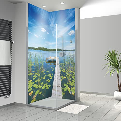 WANDFREUDE individuelle Duschrückwand Aluverbundplatte auf Maß (2 Stück - Sommertag - Premium Matt Lack) – Dusche Wandverkleidung Duschwandverkleidung Duschrückwände