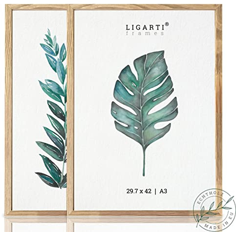 Ligarti® Bilderrahmen (Made in EU) I Rahmen aus Echtholz I Holzbilderrahmen, Holzrahmen I Picture Frame (A3, 2x eiche)