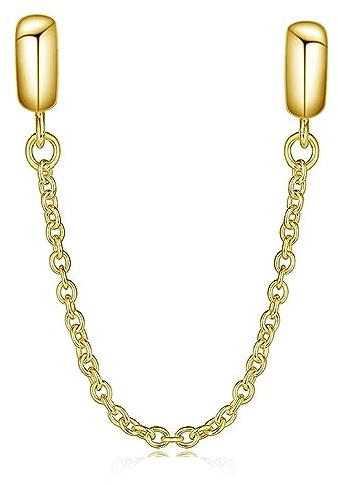 GW 925 Sterling Silber Gummi Spacer Stopper Bead Charm Sicherheitskette für Italian Style Charms Armbänder (Goldig)