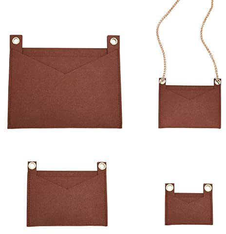 WADORN 3 Größen Geldbörse Oganizer Einsatz, Handtascheneinsatz Aus Filz Mit Ösenbeutel Crossbody-Umwandlung Innenaufbewahrung Umschlagtasche Pochette Zubehör