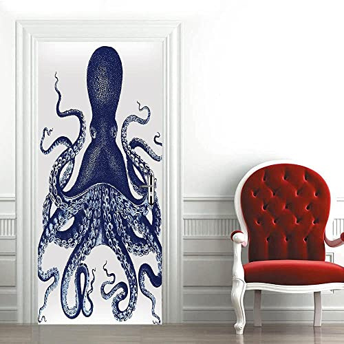 Türfolie Türtapete Türposter Selbstklebend 3D Fototapete Klebefolie Tür Mit Motiv Türaufkleber Kinderzimmer Tierischer Oktopus 80 X 200 Cm