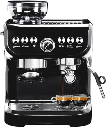 MIROX Espresso Machine 15 Bar, Coffee Maker With Milk Frother Steam Wand, Built-In Bean Grinder, Combo Cappuccino Machine with 70oz Removable Water Tank (ABS high-strength plastic shell)