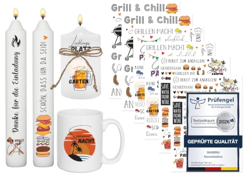 Sugeru 6 PCS Kerzentattoo (200+ Muster),Wassertransferdruck |wasserschiebefolie kerzen | Kerzenfolie | kerzenaufkleber sticker | Kerzen dekorieren (Grillzeit)