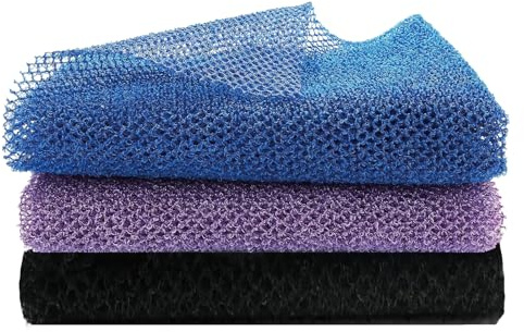 ICED PIXEL 3pcs Esponja de Red Africana, 80 X 30cm Esponja Ducha Africana, Red Exfoliante Africana, Corporal Red Exfoliante, Esponja Exfoliante Corporal,Limpieza Espalda, Morado Azul Negro