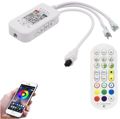 TOPXCDZ WS2811 WS2812B striscia LED controller DC 5 V 12 V 24 V sogno colore RGB 24 Key Infrarot Controller Bluetooth APP Telecomando MIC Music Sync Interno Usage