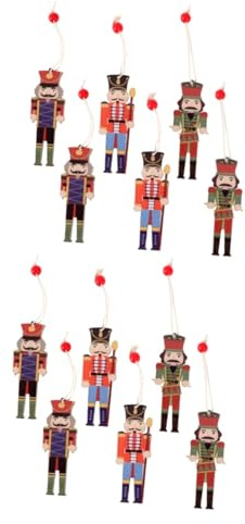 IMIKEYA 2sets Christmas Walnut Soldier Wooden Pendant Xmas Decor Tiny Ornament Nutcracker Soldier Decorative Tree Accessory 9pcs*2