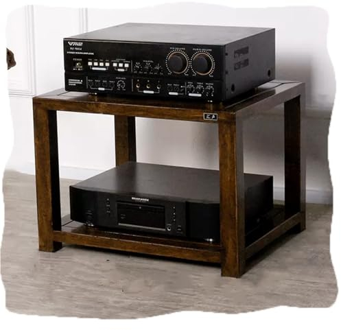 ZIUSFAC HiFi-Rack Holz-Medienständer Eck-Audio-Komponenten-Rack 2/3/4-stöckiger AV-Schrank Audio Rack Stereo-Netzwerk-Server-Rack Turm Audio-Rack Für Zuhause Theater Büro(Walnut,2-Tier)