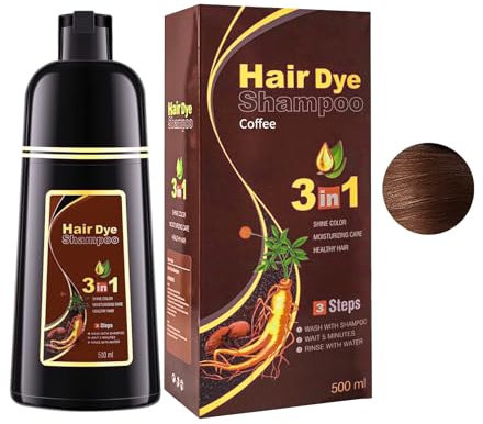 Shampoo colorante para cabello de color café, diseñado especialmente para cabello canoso, coloración completada en pocos minutos, apto para hombres y mujeres, 500 ml