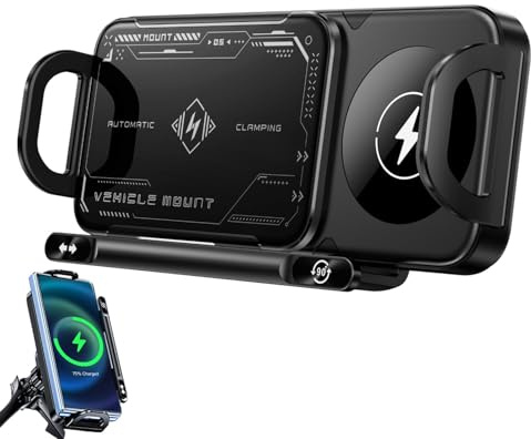 2024 High Intelligence Mobile Phone Holder/Pad Car Wireless Charger, Fast Charging Phone Mount, 2 in 1 Auto Rotating Holder, Mobile Phone Holder
