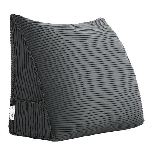 Johnear Wedge Pillow Reading Pillow for Bed and Sofa Backrest Pillow, Backrest Pillow Headboard Bed Backrest Large Triangular Lumbar Pillow (Grey,45cm)