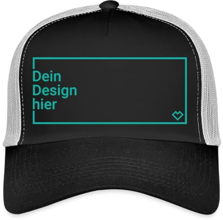 Spreadshirt Personalisierbare Unisex Trucker Cap Mit Foto Oder Text | Eigene Bilder Oder Texte Hochladen – Verstellbarer Snapback-Verschluss
