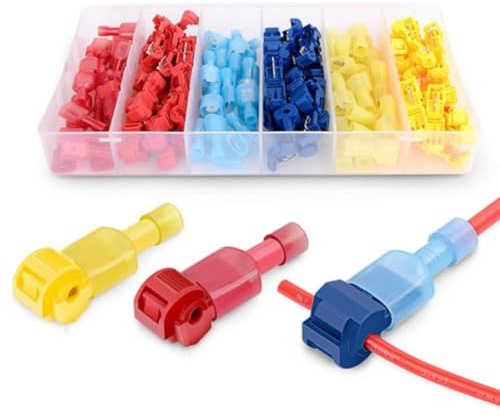 120PCS T-Tap Wire Connectors, Quick Disconnect Wire Taps, Insulated Male Quick Disconnect Spade Terminals Assortment Kit with Storage Case for Auto Wiring