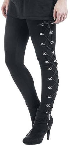 Women's Gothic Clothes Y2K High Waisted Pants Bandage Lace Up Buckle Strap Bottoms Trousers Harajuku Dark Punk Street Rock Style Pants Alternative Clothing Black L
