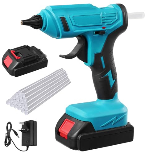 Teodute Glue Gun, Hot Glue Gun Cordless with 20 Premium Glue Sticks(11mm x 200mm), Fast Preheating Hot Melt, Mini Glue Gun for School Crafts DIY Arts and Quick Home Repairs, Blue