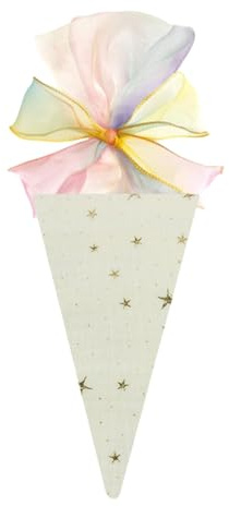 Generisch Geschwister Schultüte Mini Schultüte,Mini Schultüte Geschenktasche, 49 cm, Sternenmuster in Blau, Stoffbeutel mit Schleife, Geschenkverpackung für Einschulung und Feste (Grün)