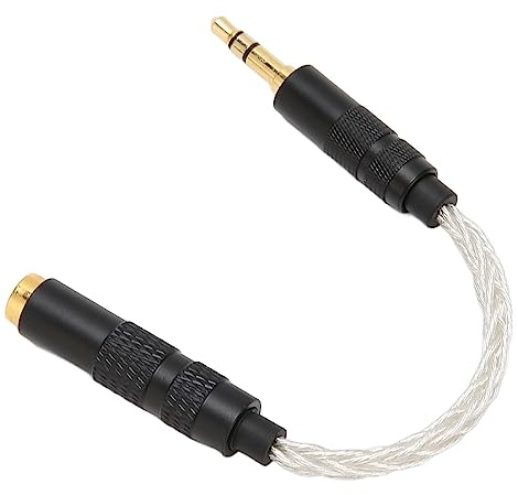 Naroote Cavo Convertitore per Cuffie, Cavo Convertitore per Cuffie con Nucleo in Filo di Rame Monocristallo da 4,4 Mm Femmina Bilanciata a 3,5 Mm Maschio Stereo Senza Perdita per Telefono (SILVER)