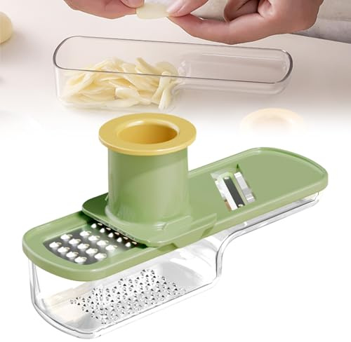 Multifunctional Garlic Grinder, 2026 New Ginger Grater, Portable Vegetable Slicer for Camping, Durable Garlic Grinder for Home Chef (1, Green)