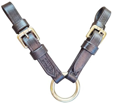 Hunters Saddlery Leather Strap Lunge Line Connector – Bit Coupler for Lunging or in‑Hand Leading & Showing Horses (Dark Brown)